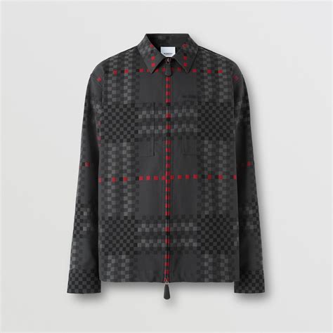 burberry check wool cotton zip-front shirt|Burberry Check shirt men's.